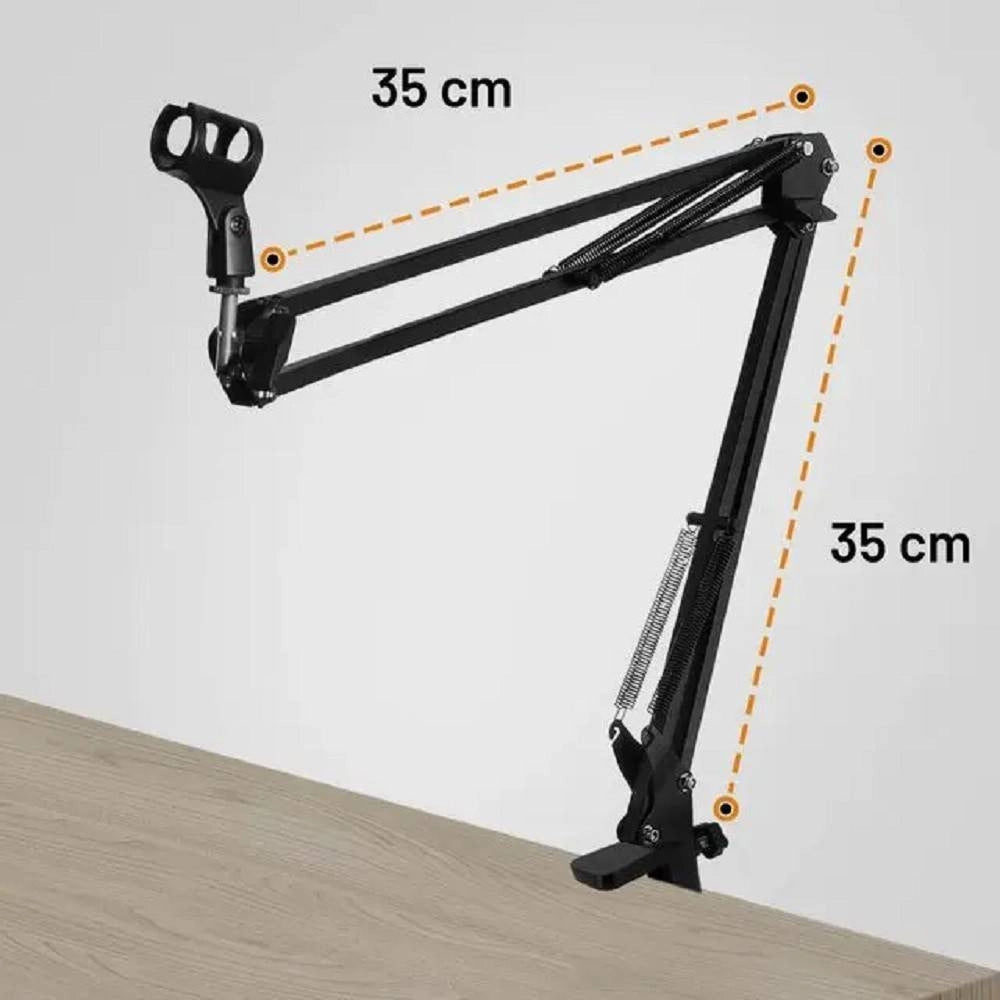 Trade Shop - Staffa Braccio Sospensione In Metallo Supporto Microfono Clip Scrivania Hd3283 -