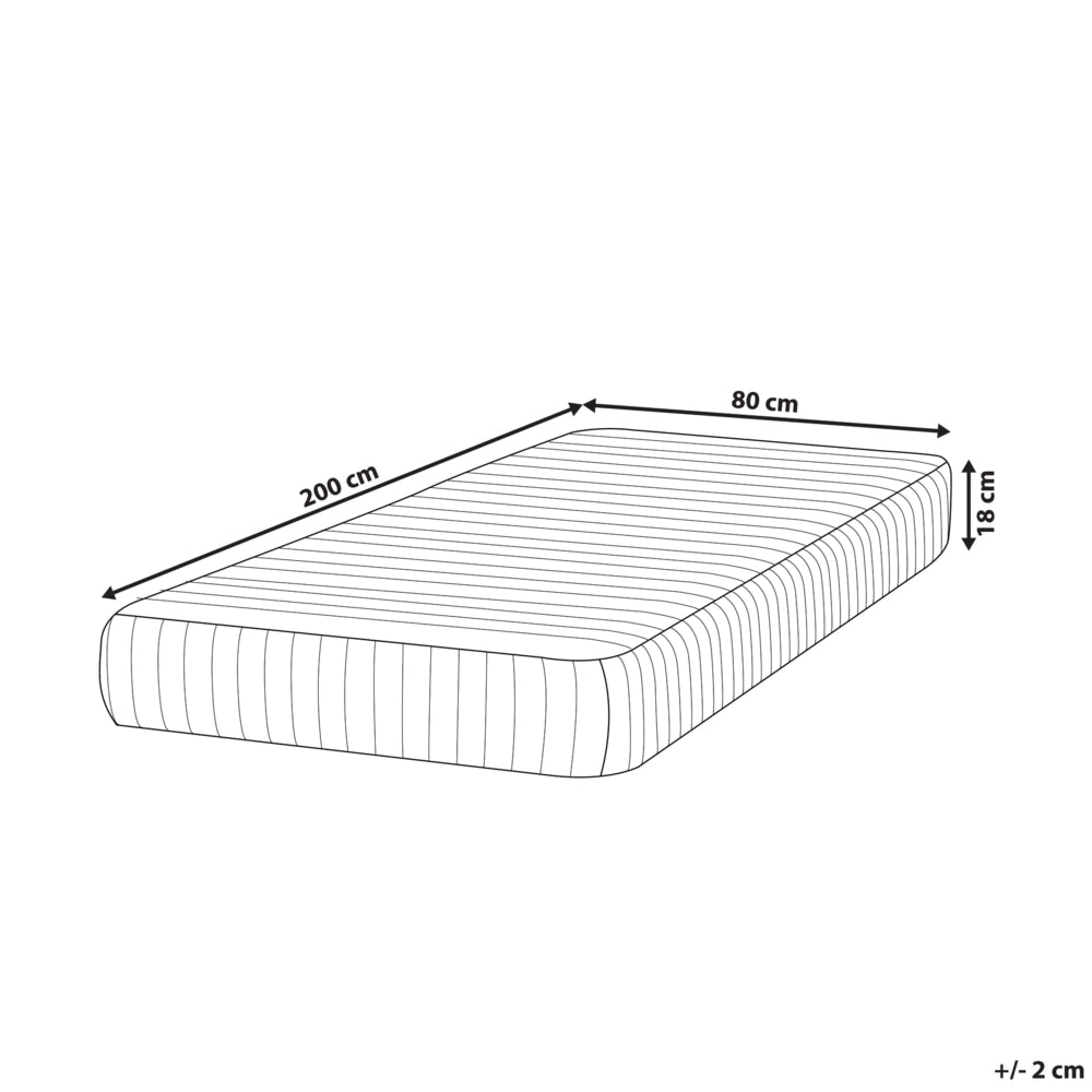 Materasso rigido a molle insacchettate con schiuma viscoelastica a 7 zone 80 x 200 design moderno