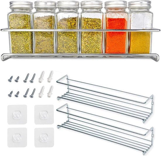 Rack per erbe in metallo - 2 pezzi, senza fori, per cucina bagno balcone