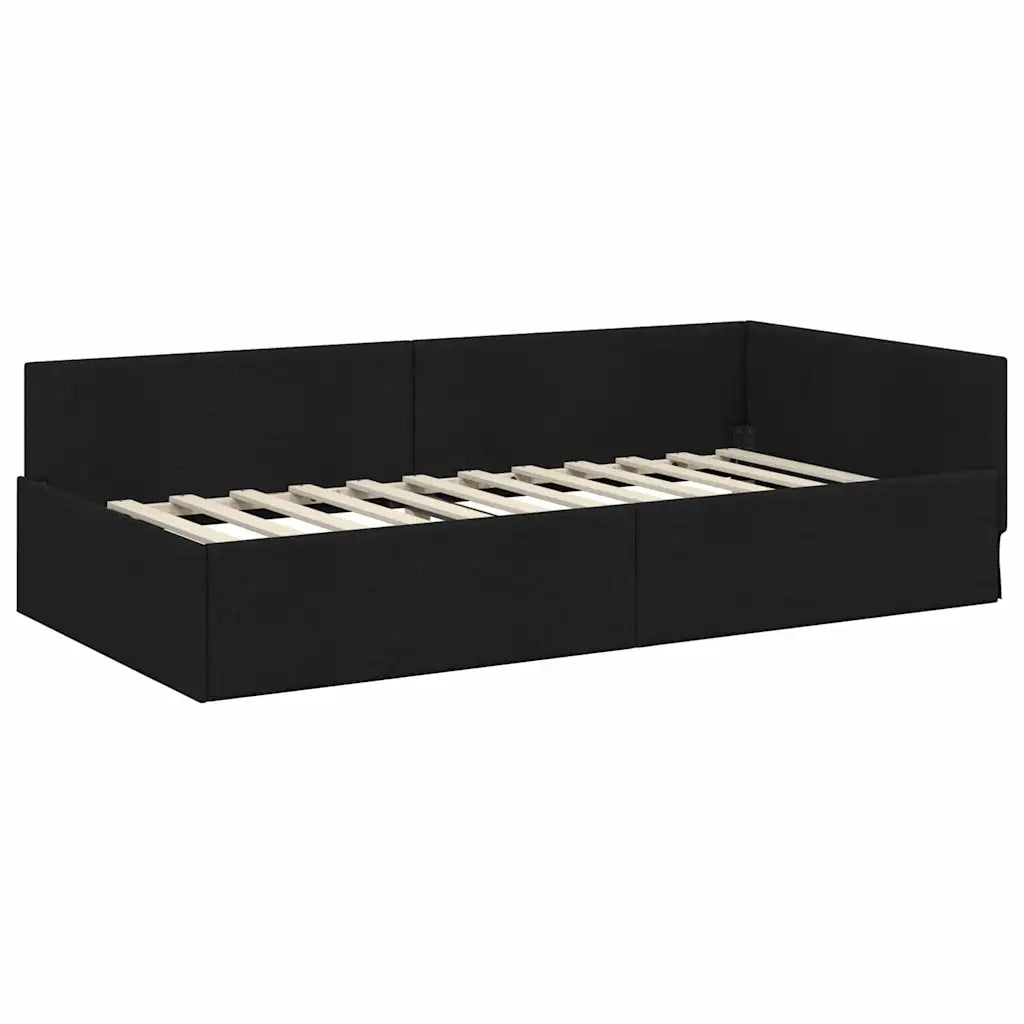 Cornice del letto ad angolo Nero 90 cm x 190 cm Tessuto 42016037