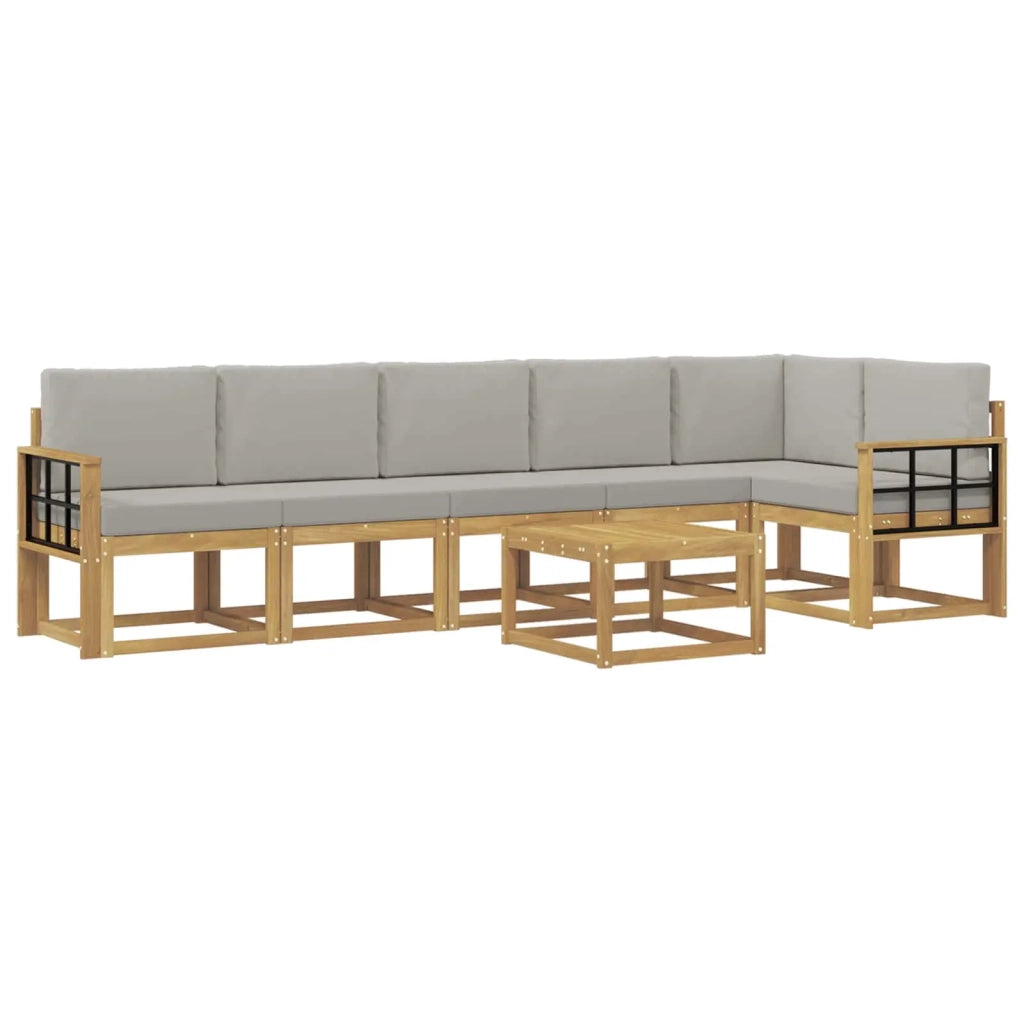Set di divani da esterno 7 pz Bianco e Grigio Chiaro 3387745