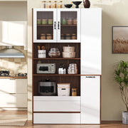 Credenza con Ripiani Regolabili e Cassetti ¨C Xylo ¨C Bianco e Noce