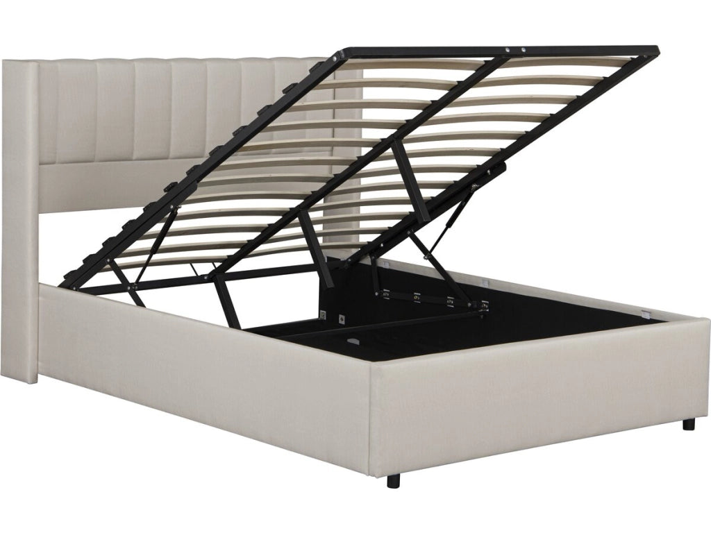 Letto matrimoniale in lino con contenitore
