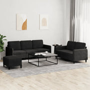 Set di Divani 3 pz Nero in Velluto