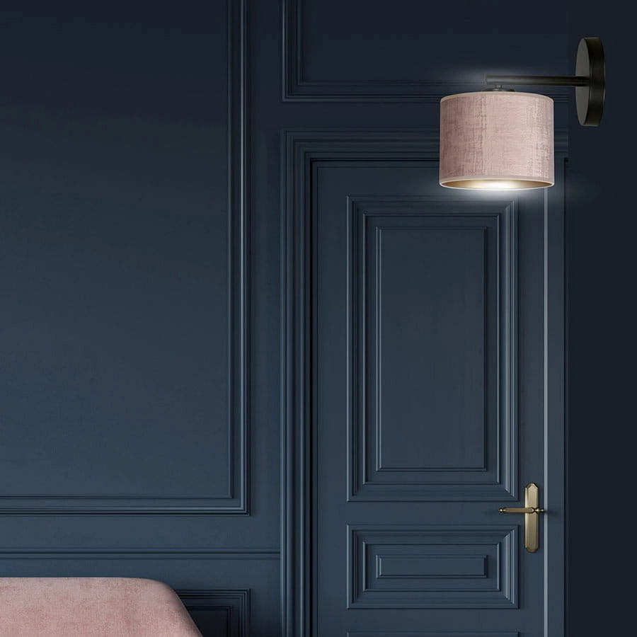 Applique Emibig Hilde K1 1xE27 rosa nero ottone tessuto