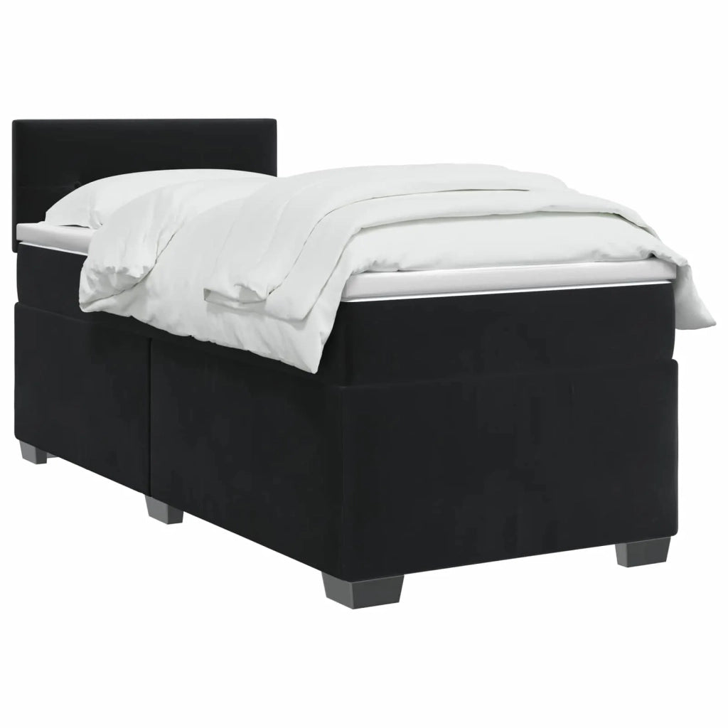 Letto box spring con materasso Nero 100 x 200 cm Velluto 3450658