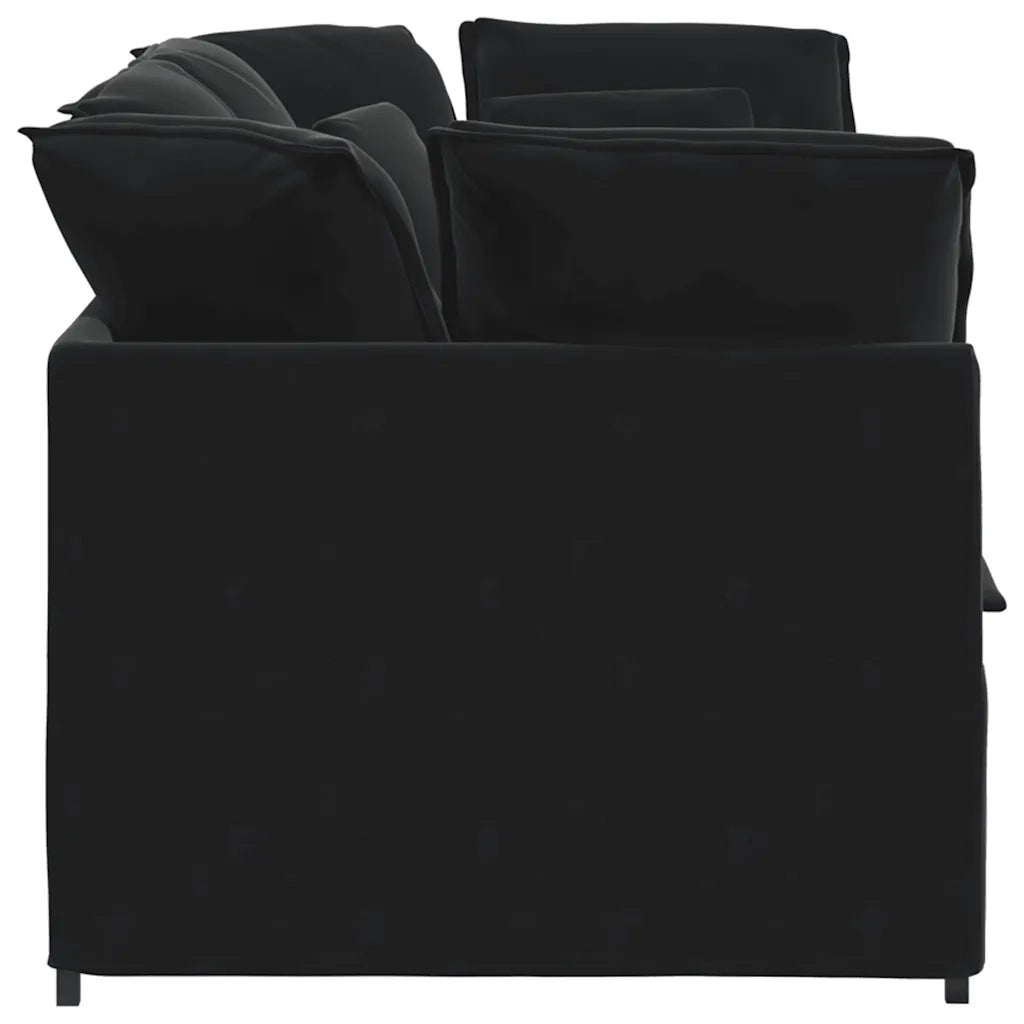 Divano Modulare con Cuscini in Velluto Nero 3321254