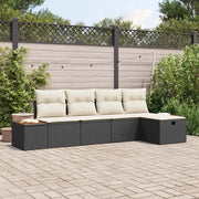 Set Divano da Giardino con cuscino 5 pcs Nero polyrattan 3359619