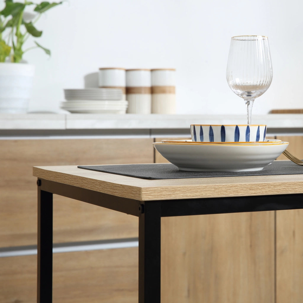 Set tavolo da pranzo con 2 sedie pieghevoli ¨C Xylo ¨C metallo nero effetto rovere chiaro