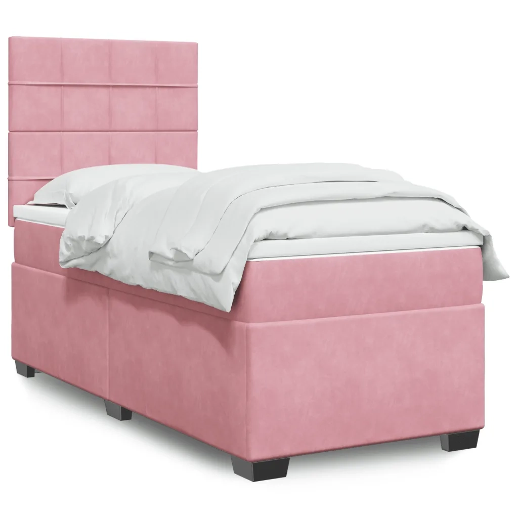 Giroletto a Molle con Materasso Rosa 100x200 cm in Velluto 3290839