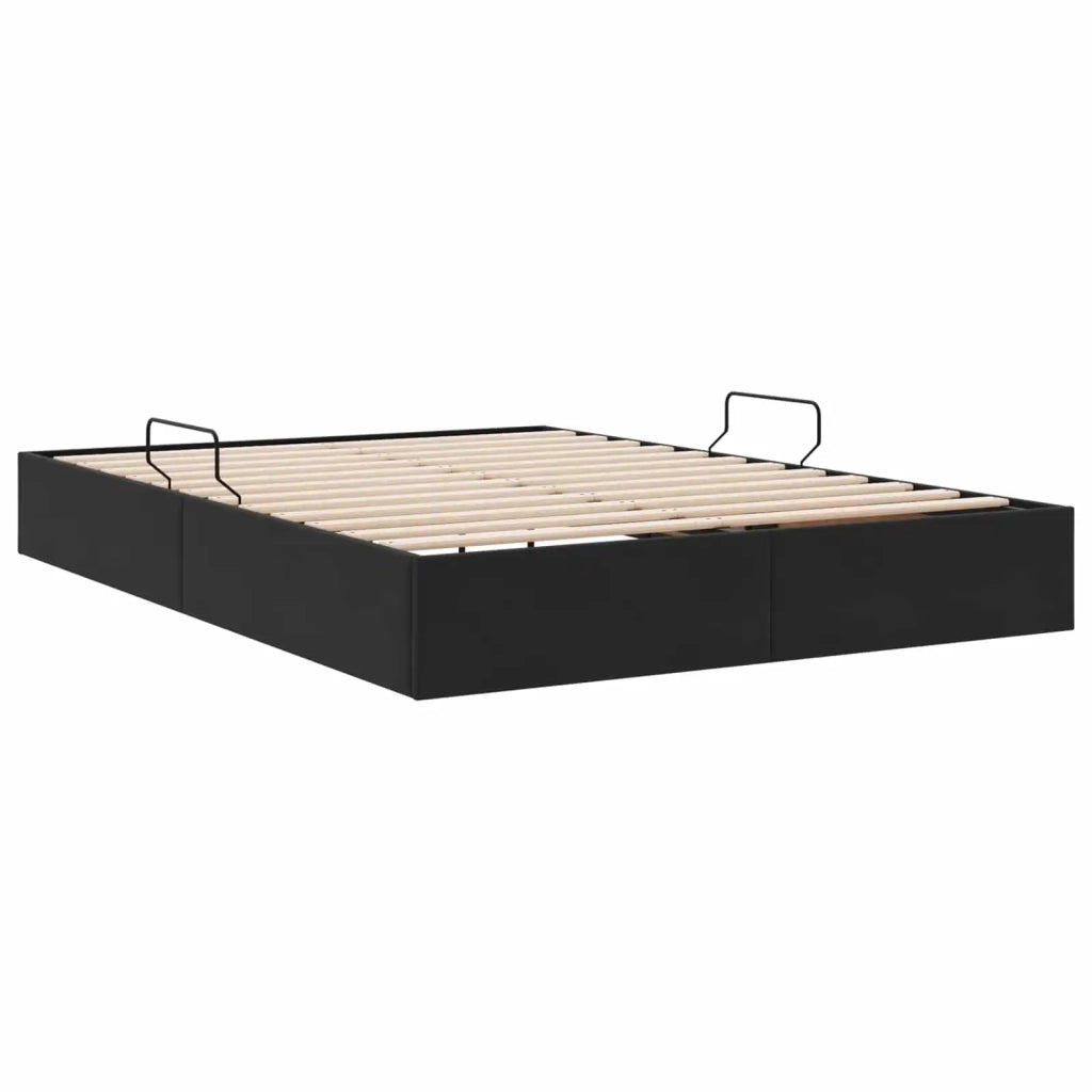 Letto ottomano con archiviazione Nero 140 x 200 cm Velluto 3442888