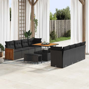 Set Divano da Giardino con cuscino 11 pcs Nero