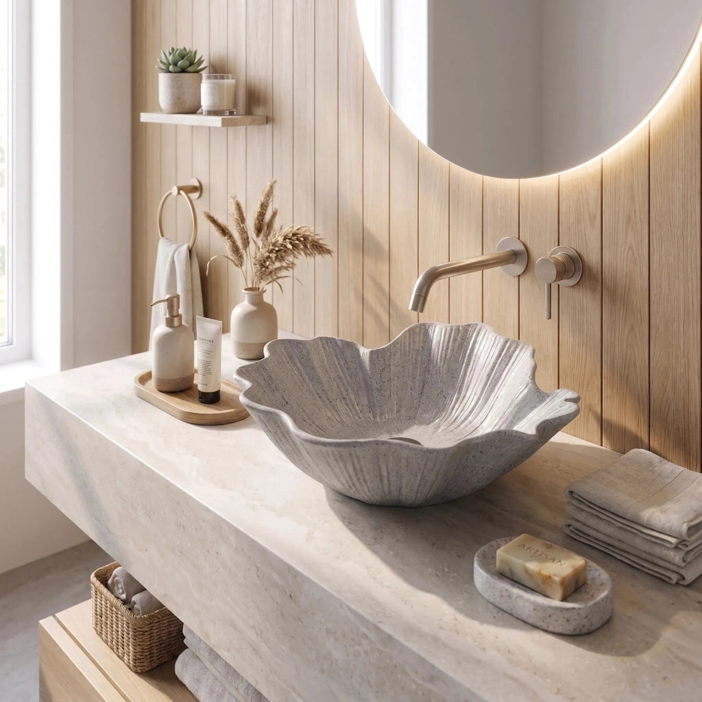 Lavabo Da Appoggio Rea Flower Grey