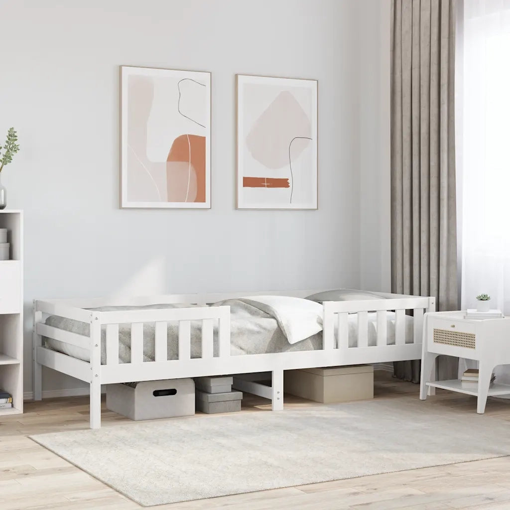 Letto singolo | Letto per adulti | Giroletto senza Materasso Bianco 80x200 cm Legno Massello Pino