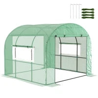 Serra da giardino a tunnel in PE Alta densità, con 2 Porte con zip 300x300x200 cm, Verde