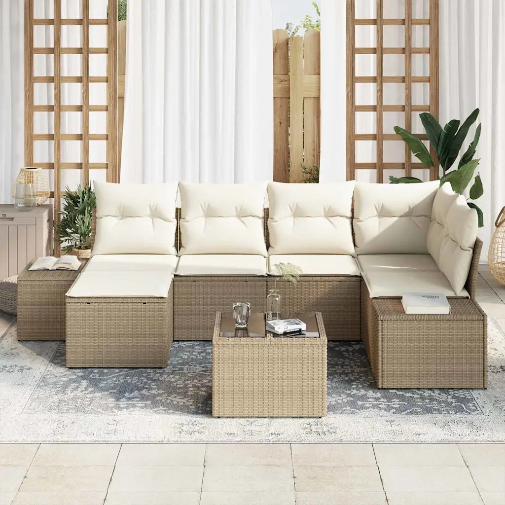 Set Divano da Giardino 6 pcs Beige e Crema polyrattan 3355810