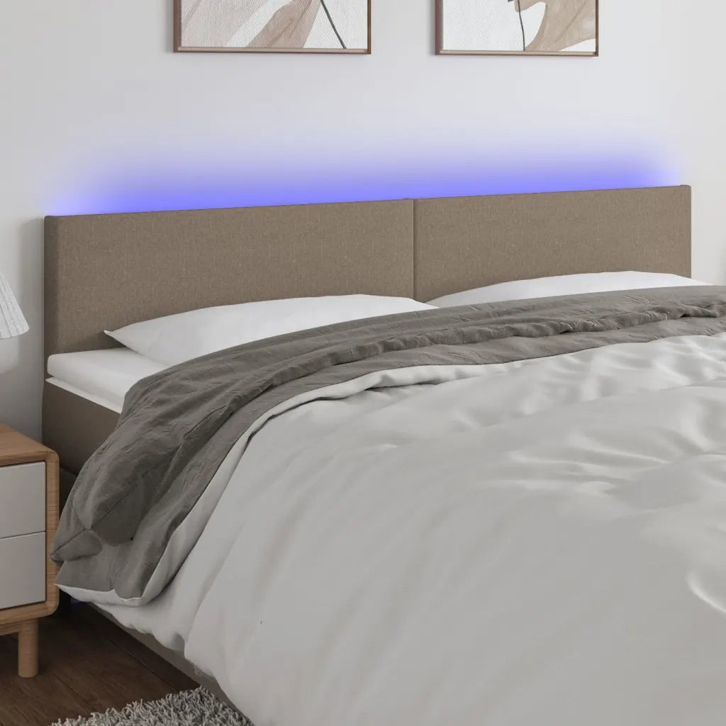 Testiera | Testata a LED Tortora 180x5x78/88 cm in Tessuto