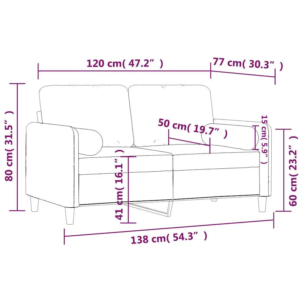 Divano | Divano da soggiorno | Sofa a 2 Posti con Cuscini Nero 120 cm in Velluto