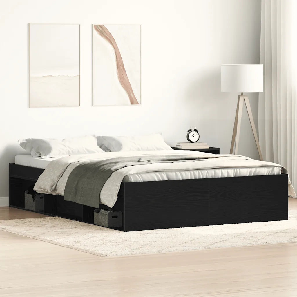 Giroletto senza Materasso-Struttura Letto Rovere Nero 135x190 cm Truciolato 461152