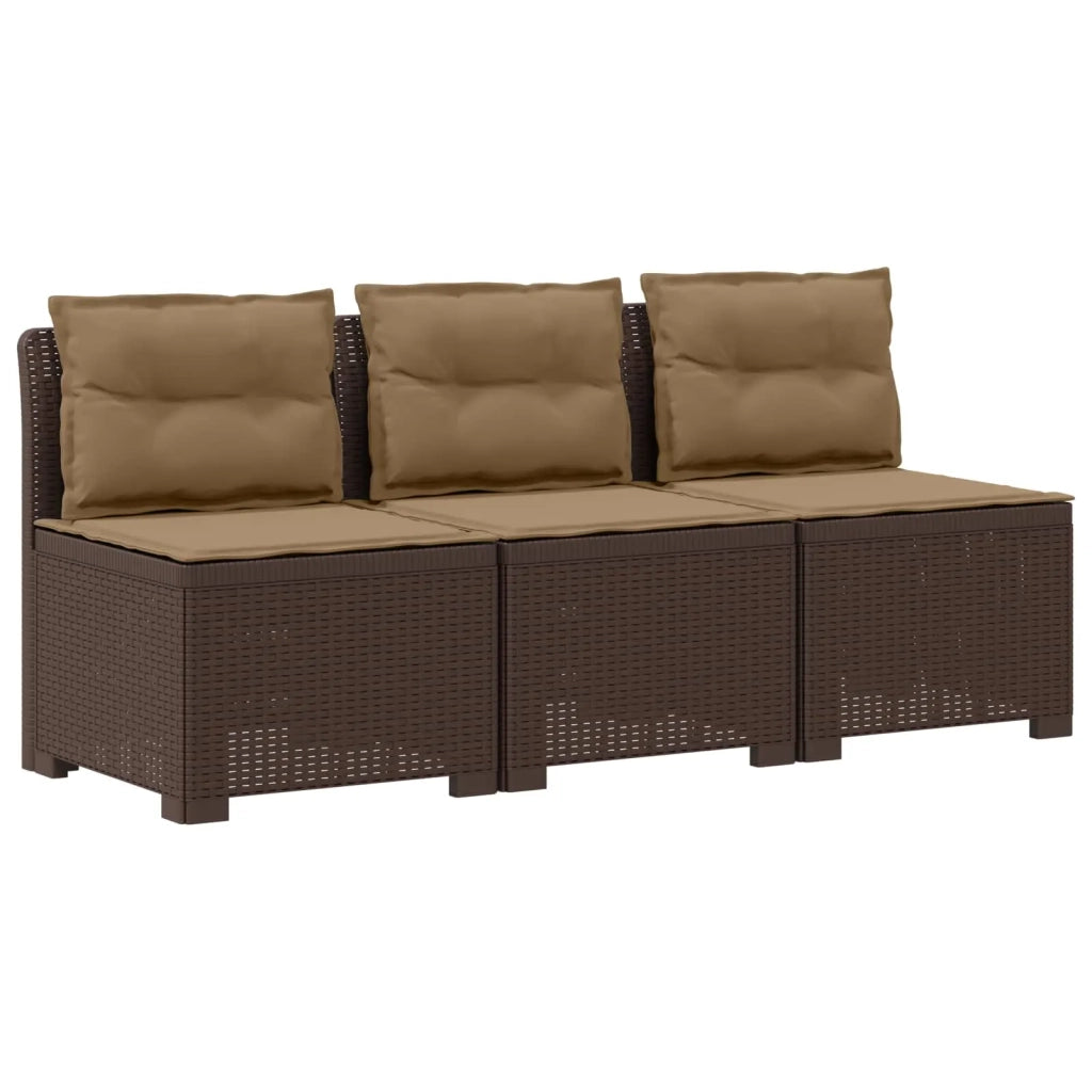 Divano da giardino 3 posti con cuscini in look rattan PP 8011982