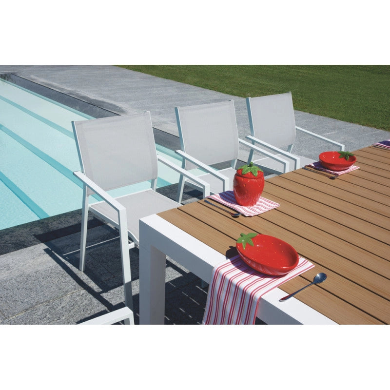 Tavolo Maiorca 160/210 Alluminio Bianco E Resinwood Moia