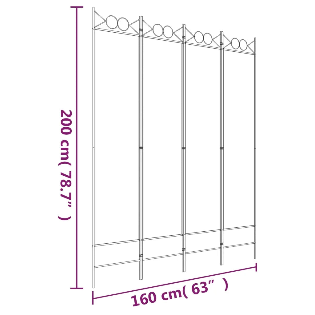 Divisorio Ambienti | Divider per stanze | Paravento a 4 Pannelli Antracite 160x200 cm Tessuto