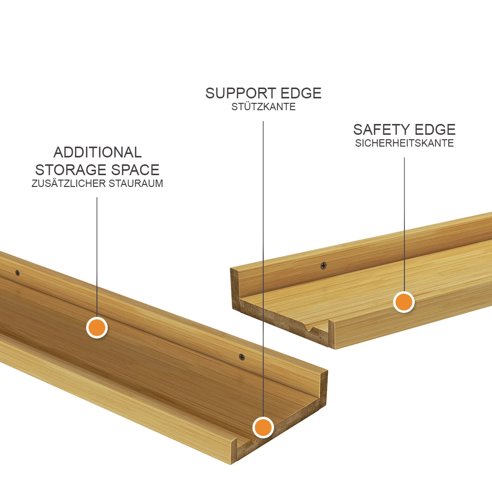 Vicco Scaffale a muro Legno naturale 60 x 4 cm Set di 2