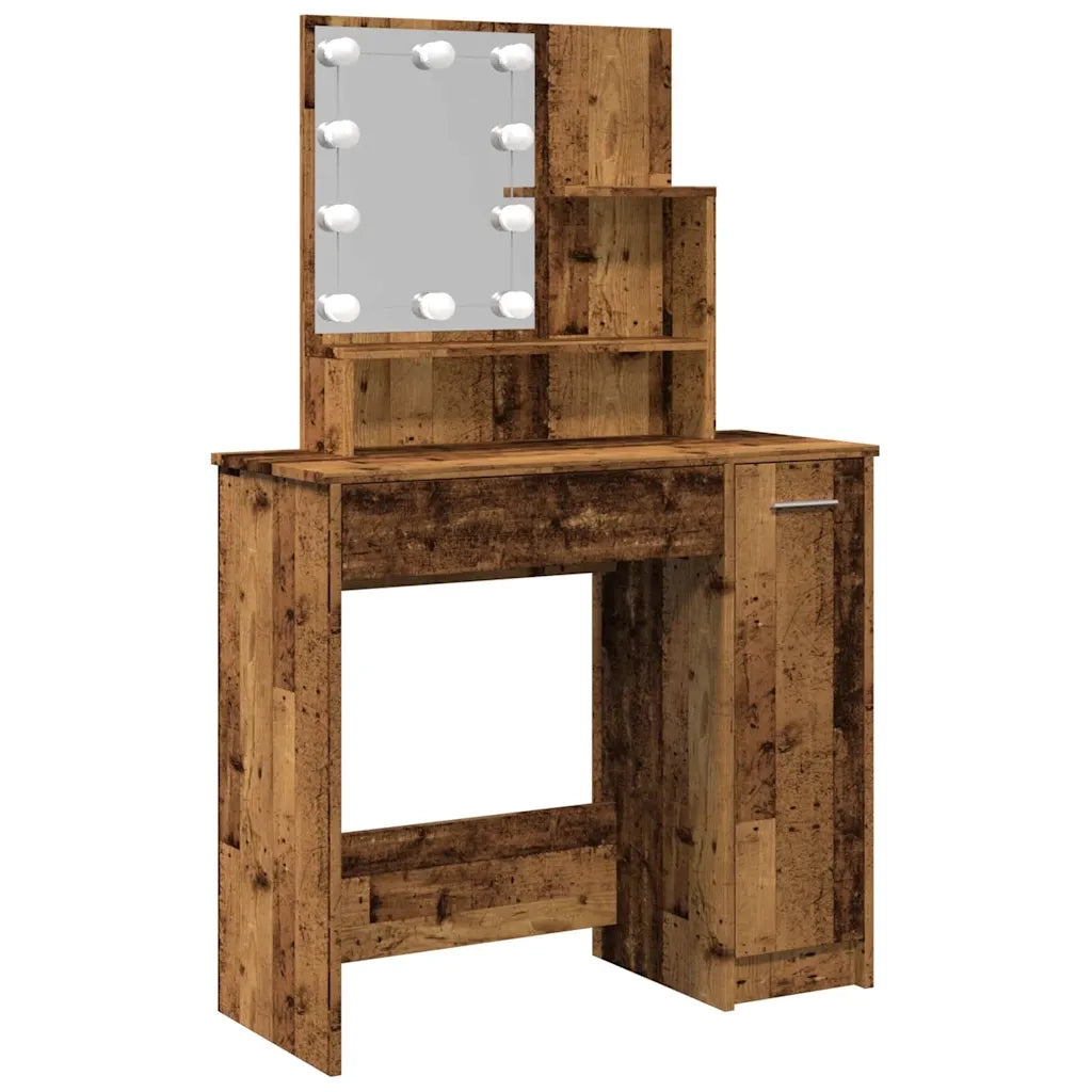 Toeletta con LED Legno Antico 86,5x35x136 cm 857023