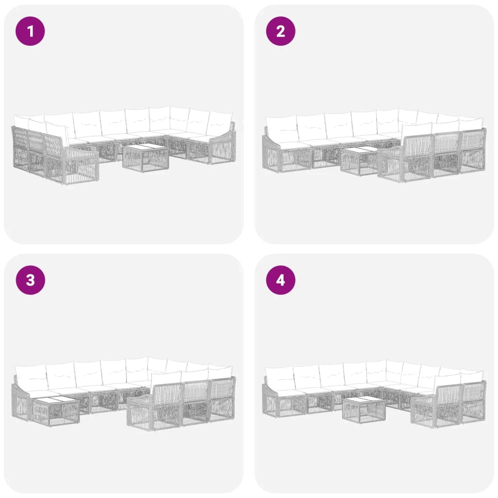 Set Divano da Giardino 11 pcs Grigio polyrattan 3436118