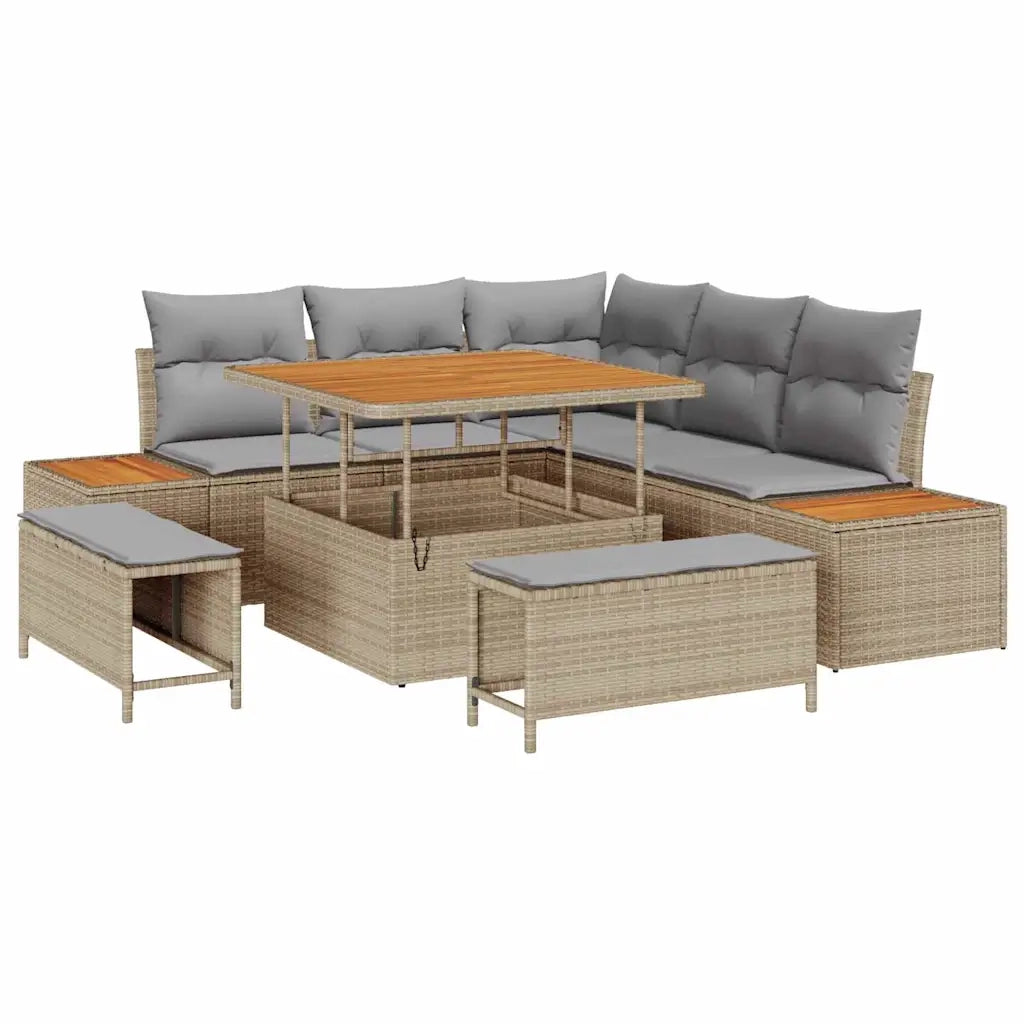 Set Divano da Giardino 8 pcs Beige polyrattan