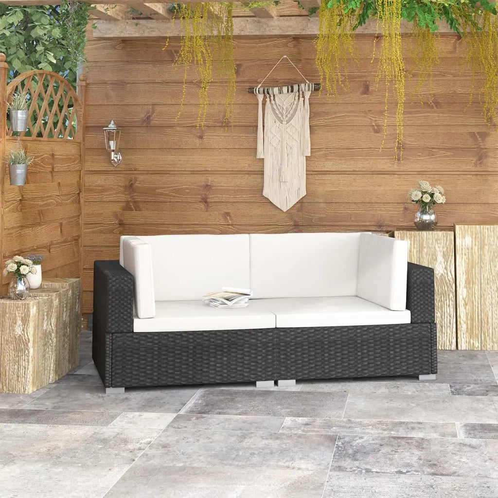 Poltrone Modulari ad Angolo con Cuscini 2 pz Polyrattan Nero CFW7772061