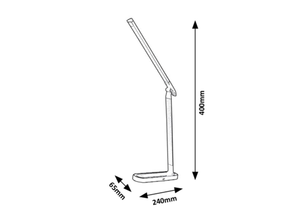 Lampada da scrivania slim nera LED 7W dimmer USB Rabalux