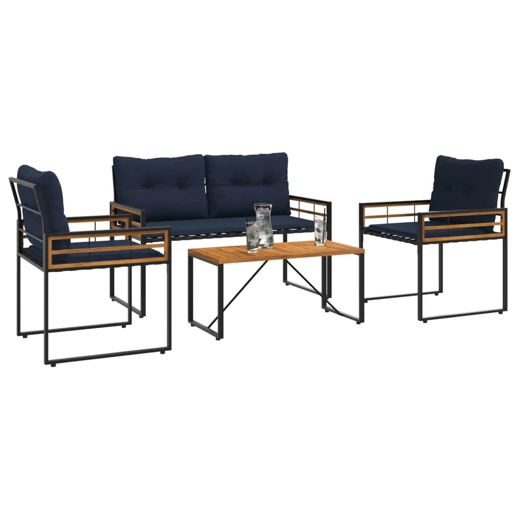Set di Mobili da Esterno con cuscino 4 pcs Navy