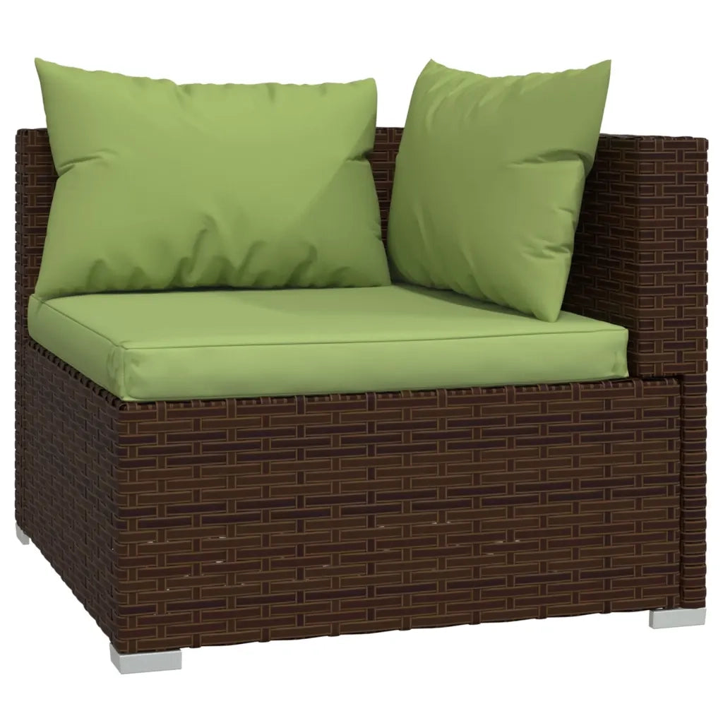 Set Divani da Giardino 9 pz con Cuscini in Polyrattan Marrone 3102292