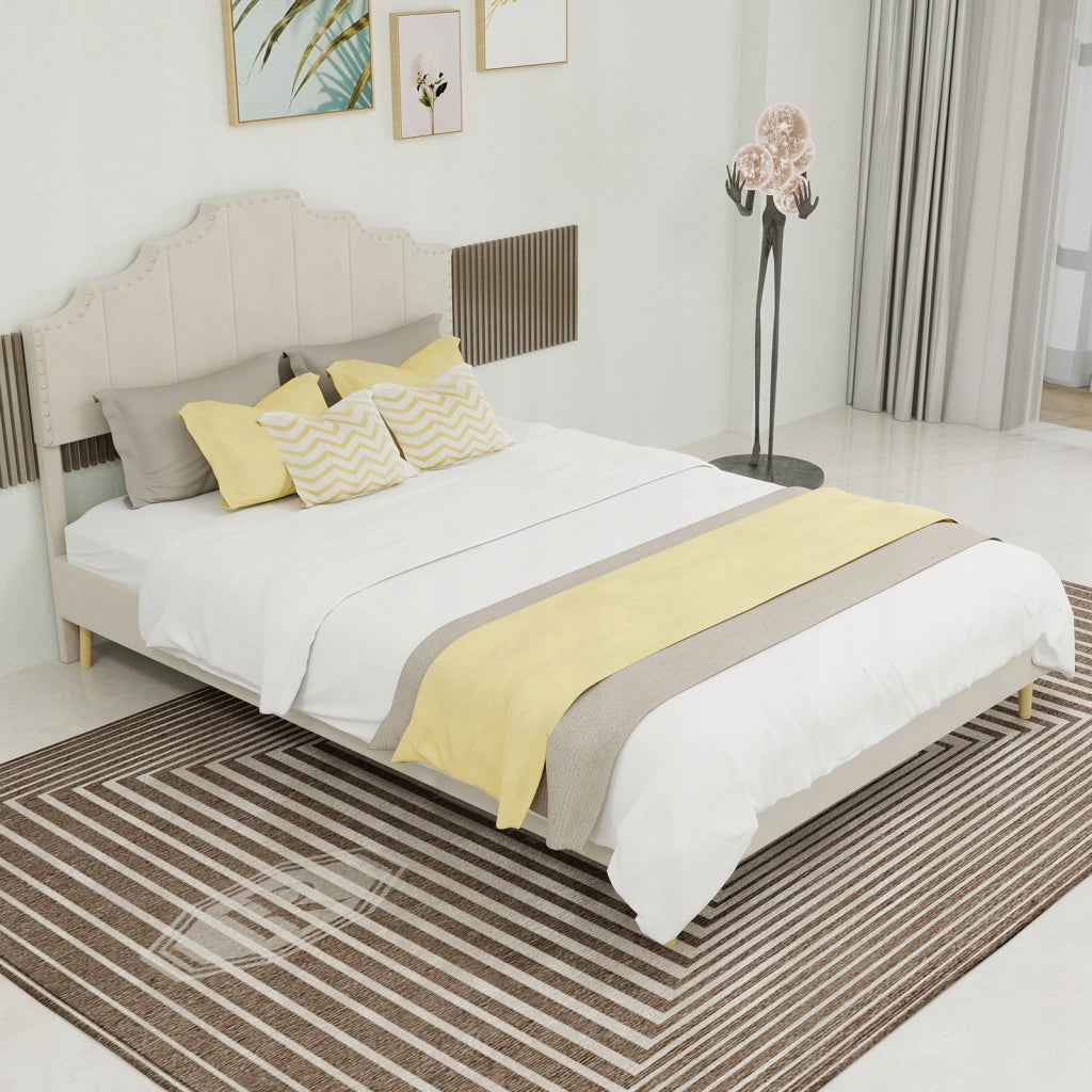 Letto imbottito 140x200 beige - Xylo