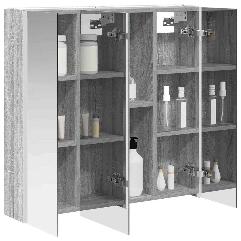 Mobiletto per specchio da Bagno | Armadio da bagno con lo scaffale Grigio Sonoma