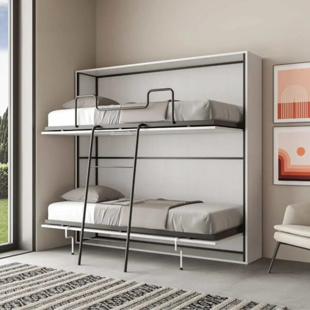 Letto doppio a scomparsa Kando bianco frassino