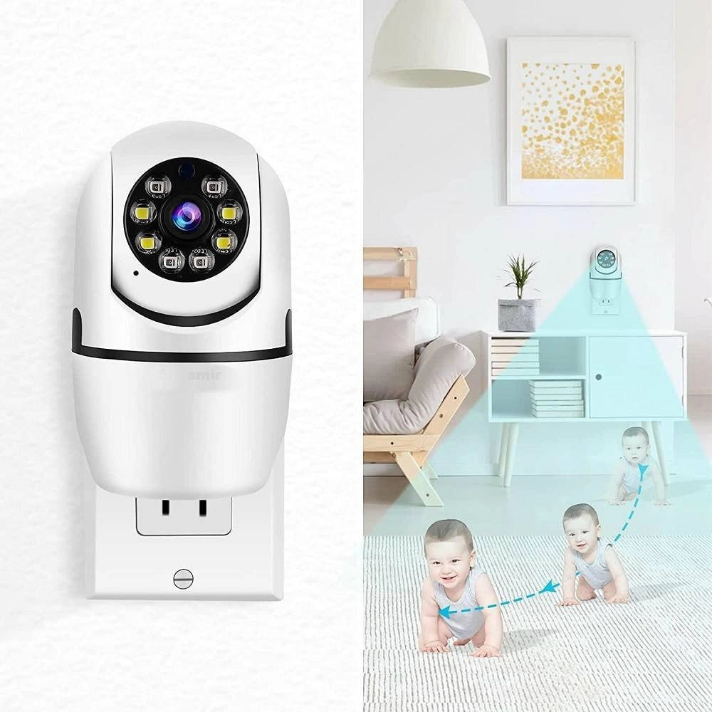 Trade Shop - Telecamera Wireless Con Spina 360° Rilevamento Movimento Tracciamento Automatico -