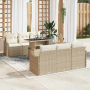 Set Divano da Giardino 7 pcs Beige Rattan in Polipropilene 3357124