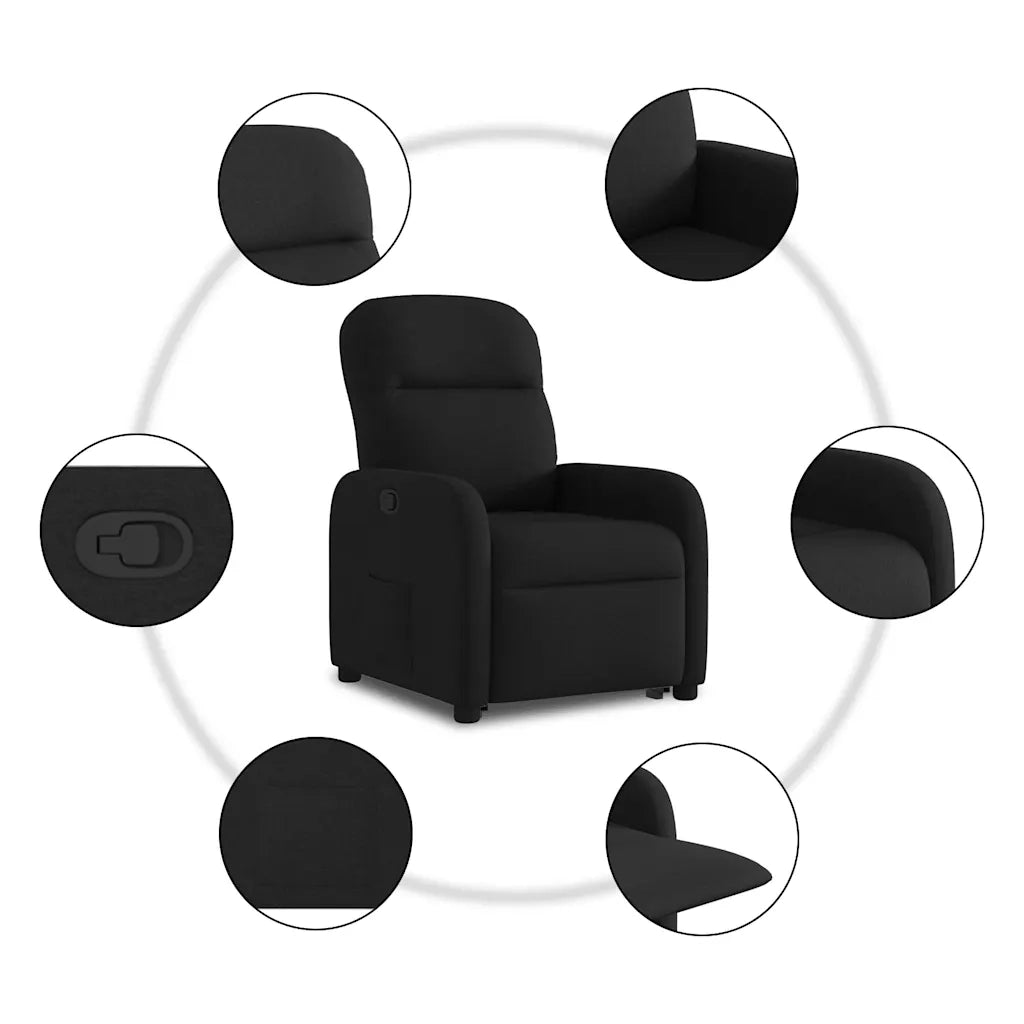 Poltrona Alzapersona Reclinabile Nera in Tessuto 3302974