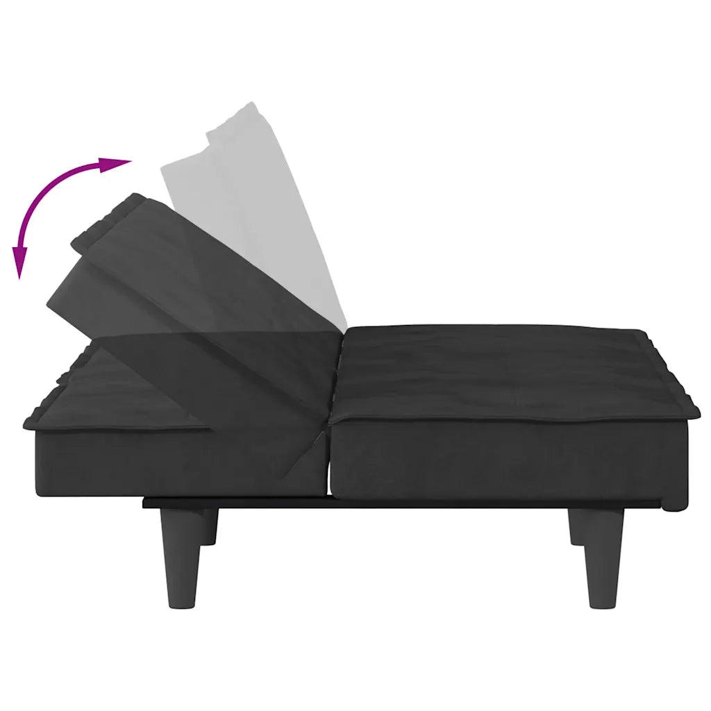 Divano letto | Sof¨¤ letto | Letto singolo con Portabicchieri in Velluto Nero