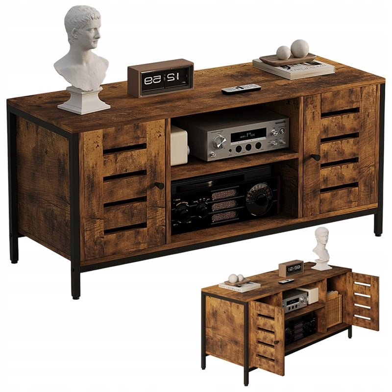 MOBILE TV CON 2 ANTE STILE VINTAGE LOFT, MARRONE RUSTICO, 110 CM