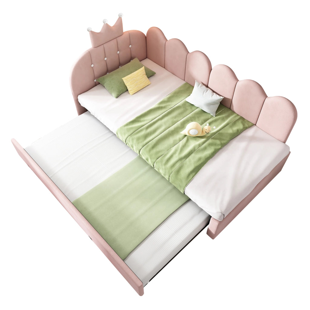 Letto sofa con letto estraibile velluto rosa 90x200 cm