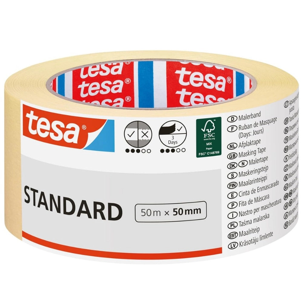 Tesa nastro in carta per mascheratura standard rimozione 50 m x 50 mm