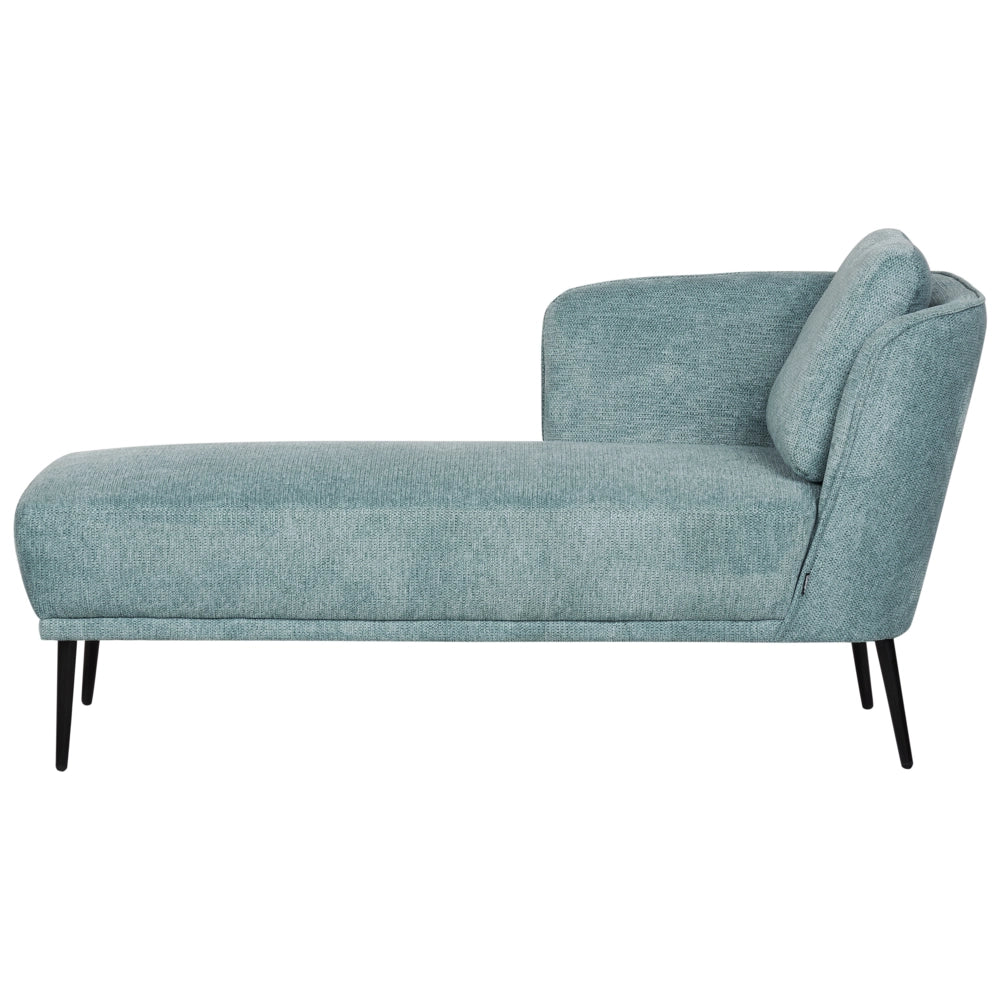 Chaise longue con cuscino in tessuto blu lato destro stile retrò