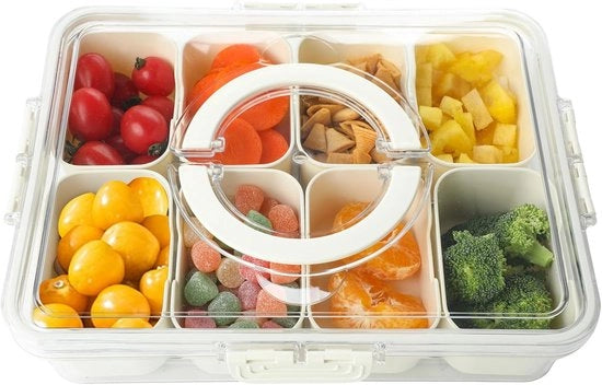 Snackkom multifunzionale con coperchio e 8 compartimenti per snack e spezie