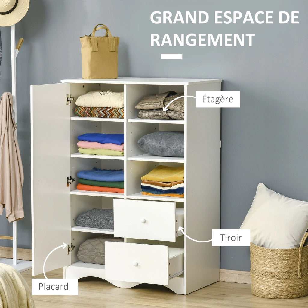 Armadio con Ante, 5 Ripiani, 3 Nicchie e 2 Cassetti ¨C Minimal ¨C Bianco