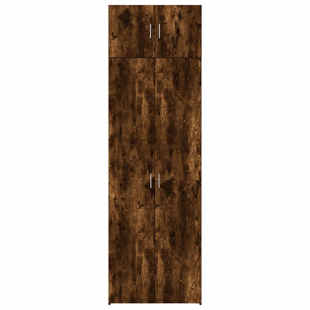 Mobile contenitore alto multifunzionale 70 x 42,5 x 225 cm in legno composito effetto rovere affumicato 02_0055578