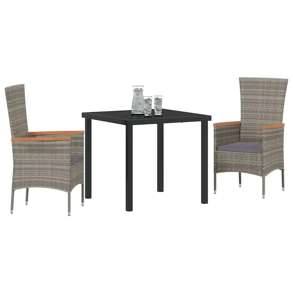 Set da Pranzo per Giardino con cuscino 3 pcs Grigio