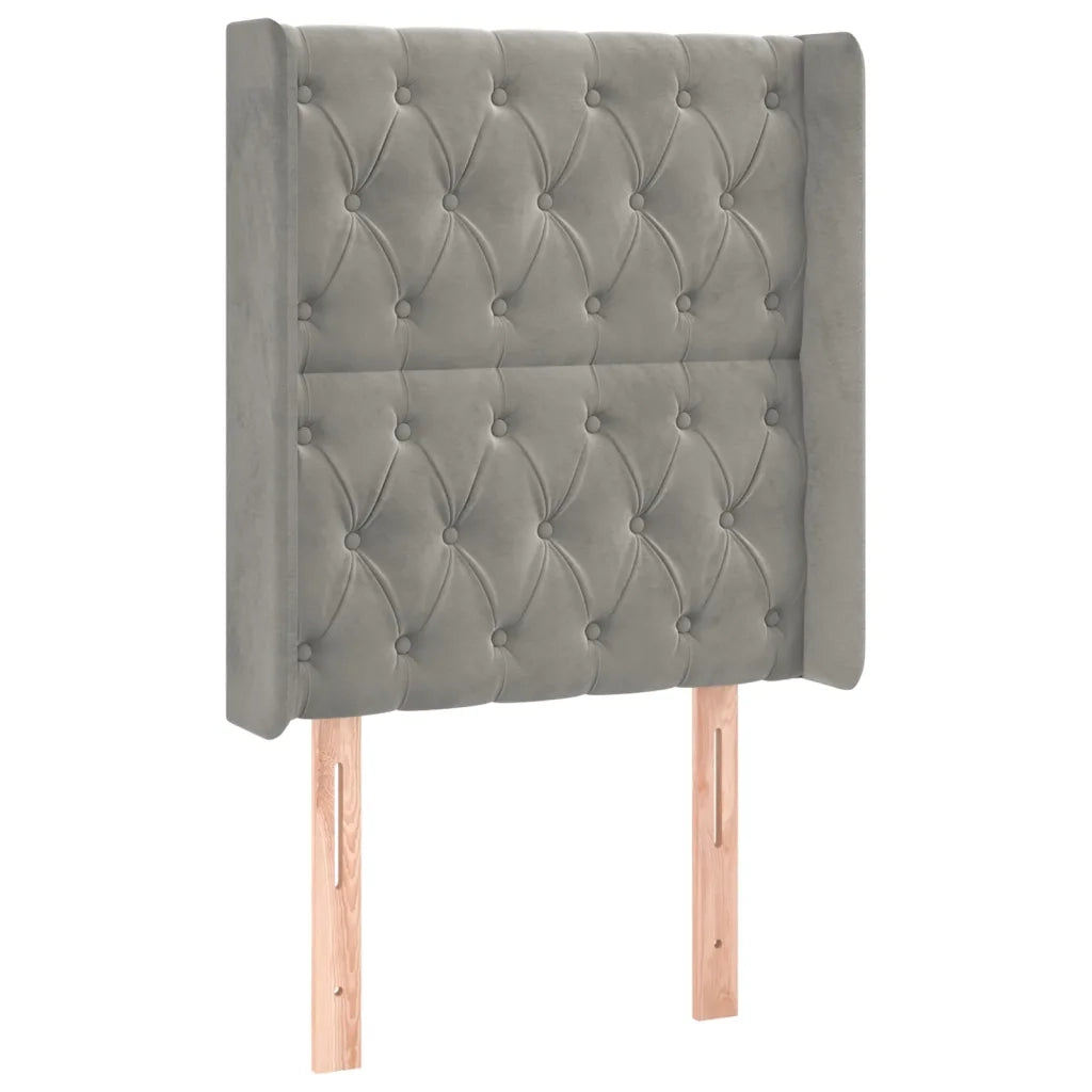 Testiera | Testata ad Orecchio Grigio Chiaro 83x16x118/128 cm in Velluto